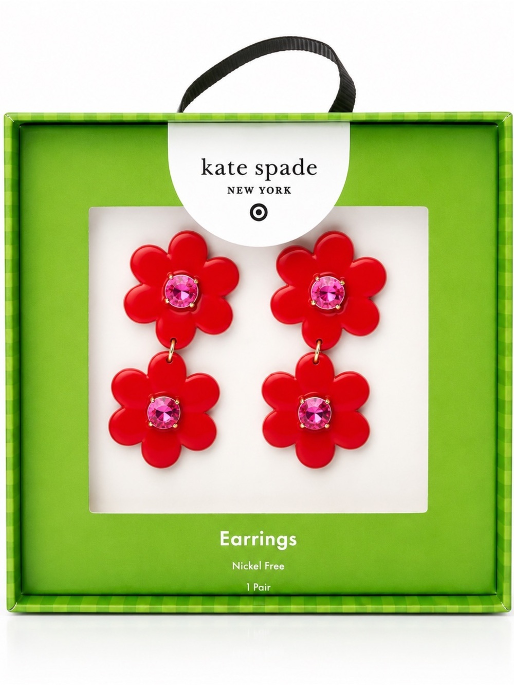 Kate Spade X Target Red Flower Earrings Limited Addition Whimsical Retro Fantasy - Picture 1 of 6